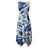 Women Sleeveless Floral Print Dress Casual Round Neck Irregular Hem Mid Length Summer Dress