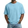 Herren Casual T-Shirt Waffelstrick Lockerer Schnitt T-Shirts für Mann Einfarbige Kurzarm-T-Shirts Übergroßer Schnitt Strukturierter Stoff Rundhalsausschnitt