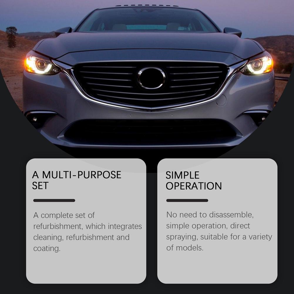 Car Headlamp Repair Kits with Wipe & Sponge Brush Auto Headlight Scratches Restoration DIY Kit Cars Lens Cleaner Safe Formula