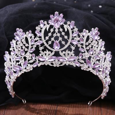 Populaire bruiloft bruidsaccessoires haaraccessoires hoofdband luxe strass lavendel kristal verjaardag vakantie kroon