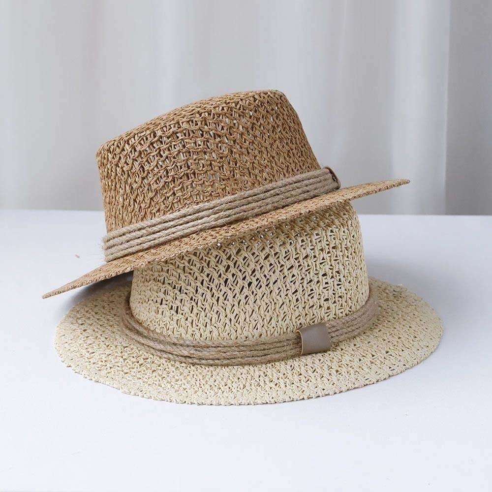 Lightweight Handwoven Sun Cap Sun Protection Flat Top Beach Hat Straw Boater Hat  Chic Travelers
