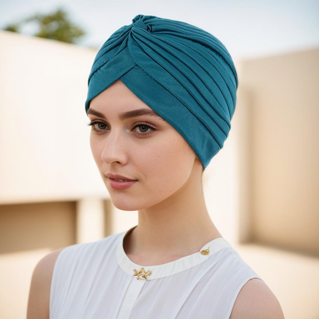 European & American Pleated Hijab and Watermelon Turban