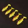 5 Pcs Soft Fishing Baits Lures Pre-Rigged Jig Head Soft Plastic Swimbaits Paddle Tail Swimbaits for Outdoor Fishing yellow leopard print