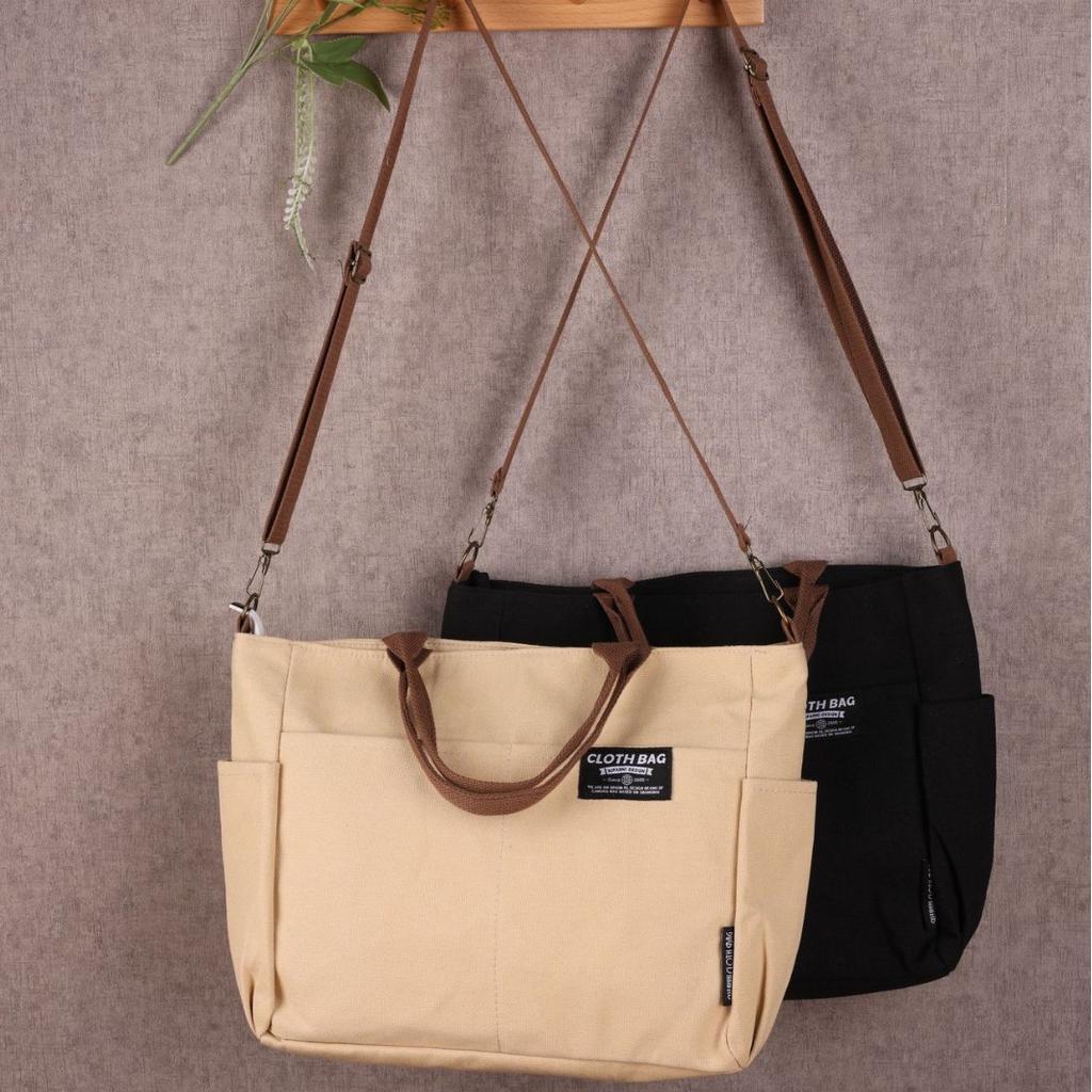 Thickened Multi Pocket Homemade Artistic Tote Canvas Student Computer Minimally Handheld Single Shoulder Crossbody Bag Customized