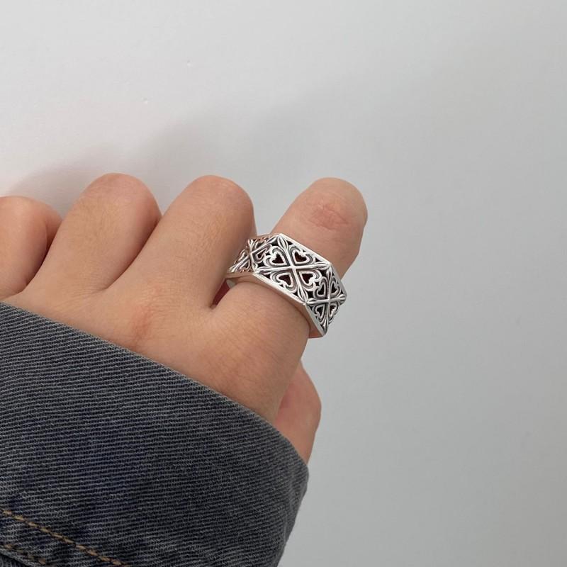 Adjustable Vintage Copper Ring With Intricate Motif Retro Bohemian Statement Jewelry Men Women