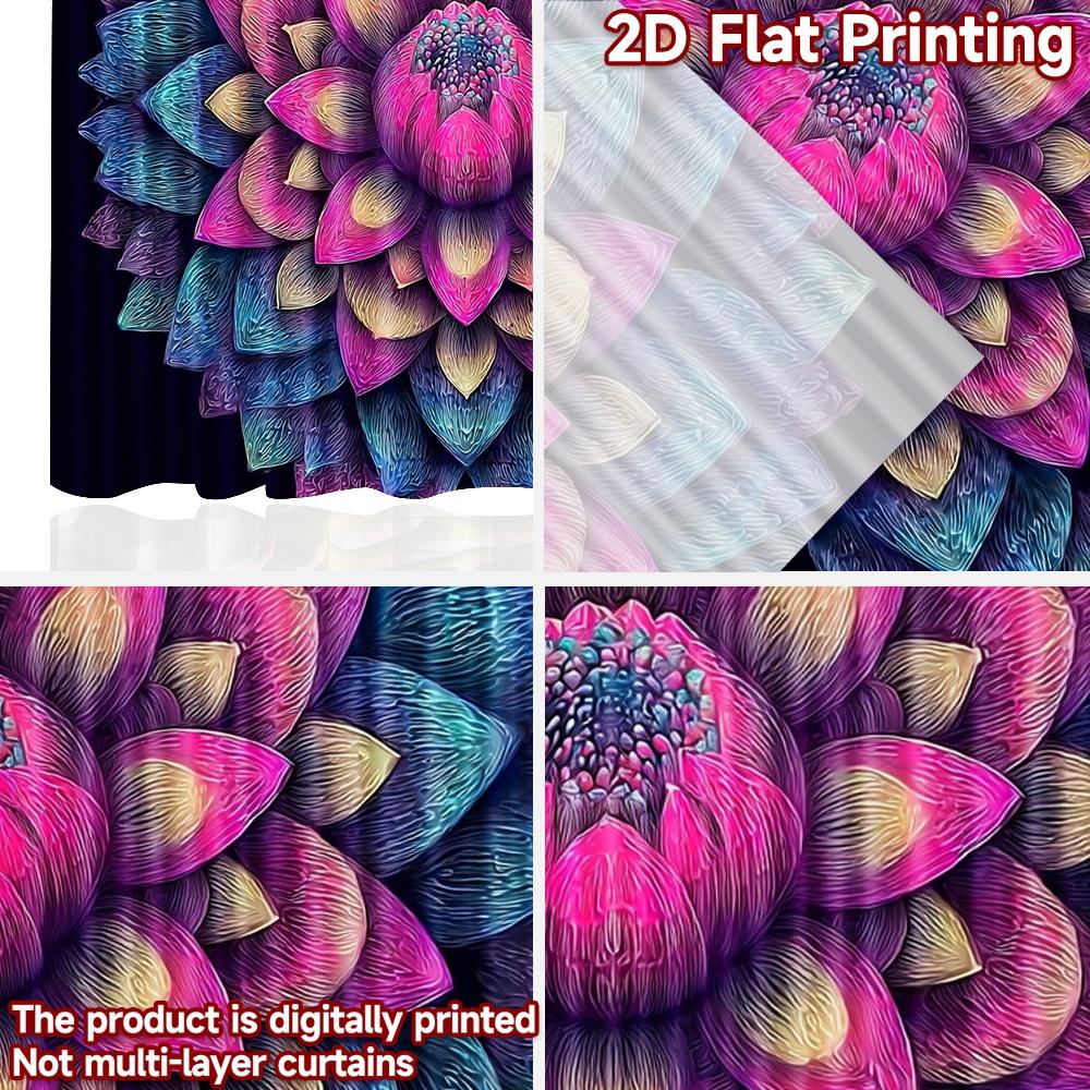 Flat Printing Scene Curtains Floral Lotus Radiance Digital Printed Polyester Drapes Birthday Party Use All Season Curtain Set Of 2 Made Washable