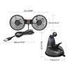 Vehicle Mounted USB Fan Car Dual Head Rotation Cooler Fan Suction Cup Cooler Fan