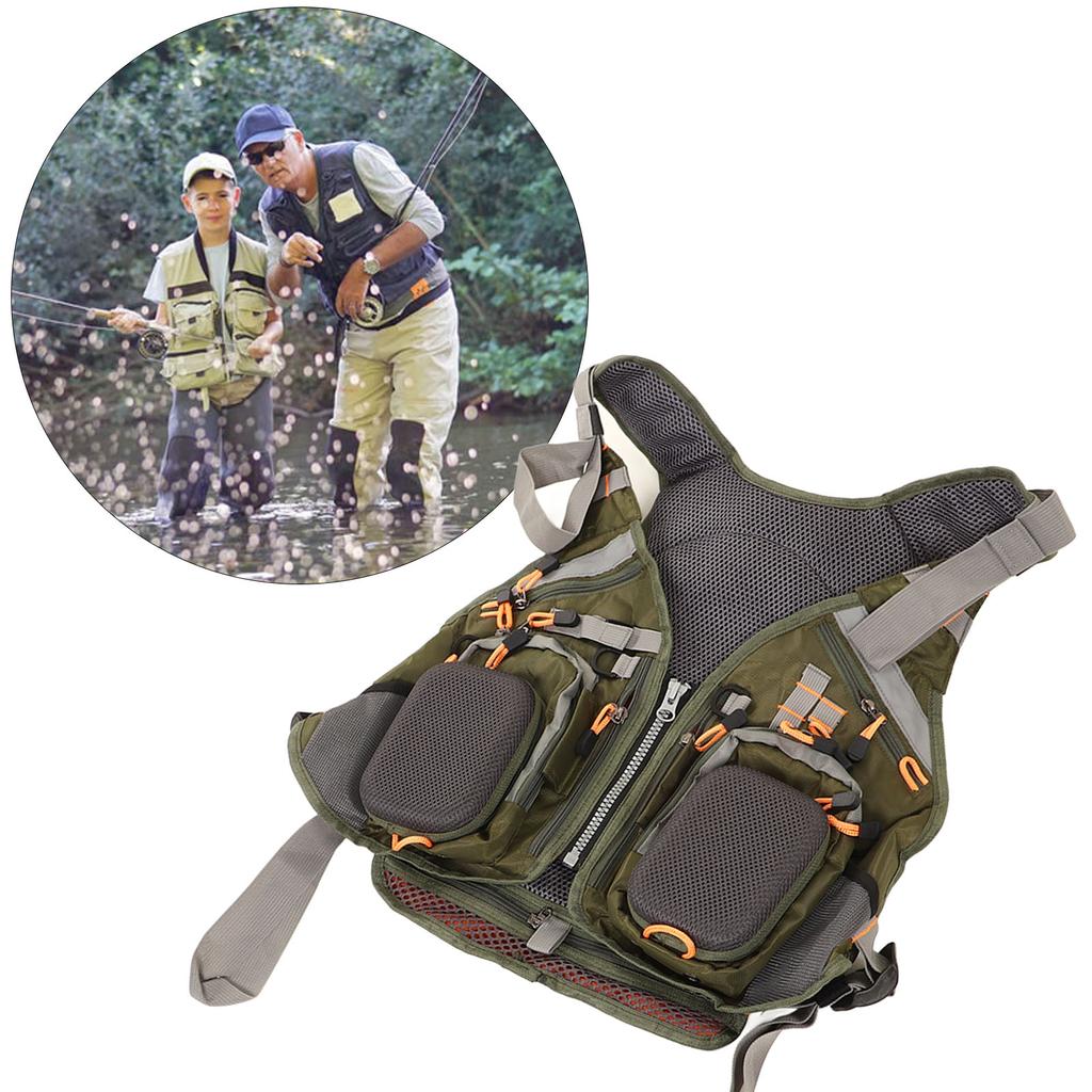 Fishing Vest with Pocket Outdoor Universal Detachable Protective Body Equipment Green Free Size
