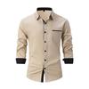 2024 Men's European & American Fashion Slim Fit Color Block Cotton Shirt, Short & Long Sleeve Options