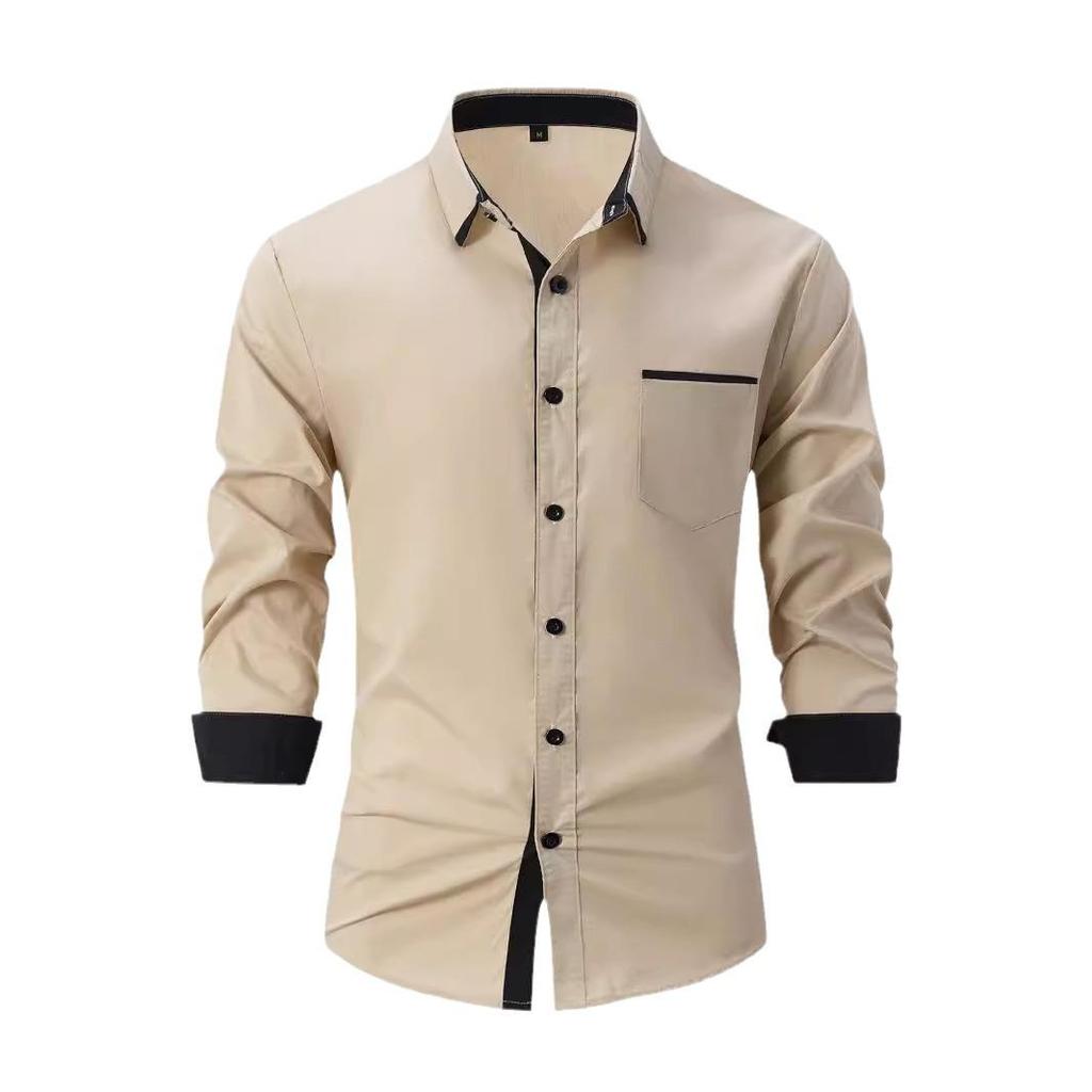 2024 Men's European & American Fashion Slim Fit Color Block Cotton Shirt, Short & Long Sleeve Options