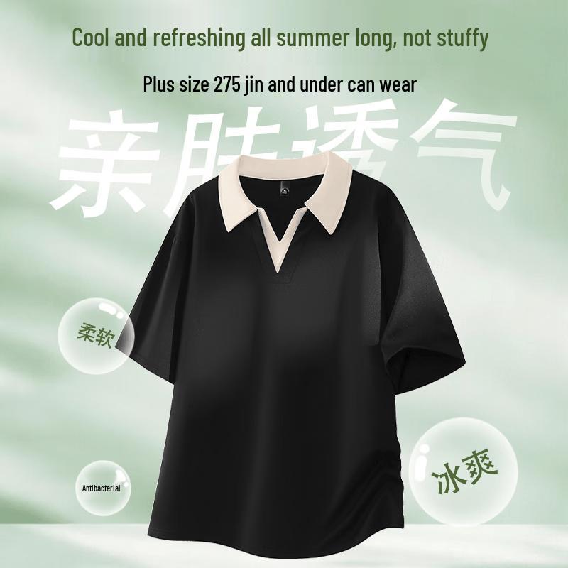 Men s Plus Size V-Neck Short Sleeve Polo Shirt M