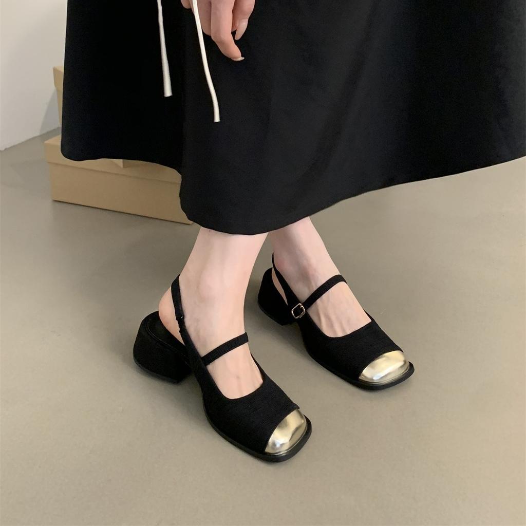 Baotou Sandals Women Wear New French Beautiful Temperament In Summer, Fairy Evening Breeze Thick Heel Mary Jane Single Shoes