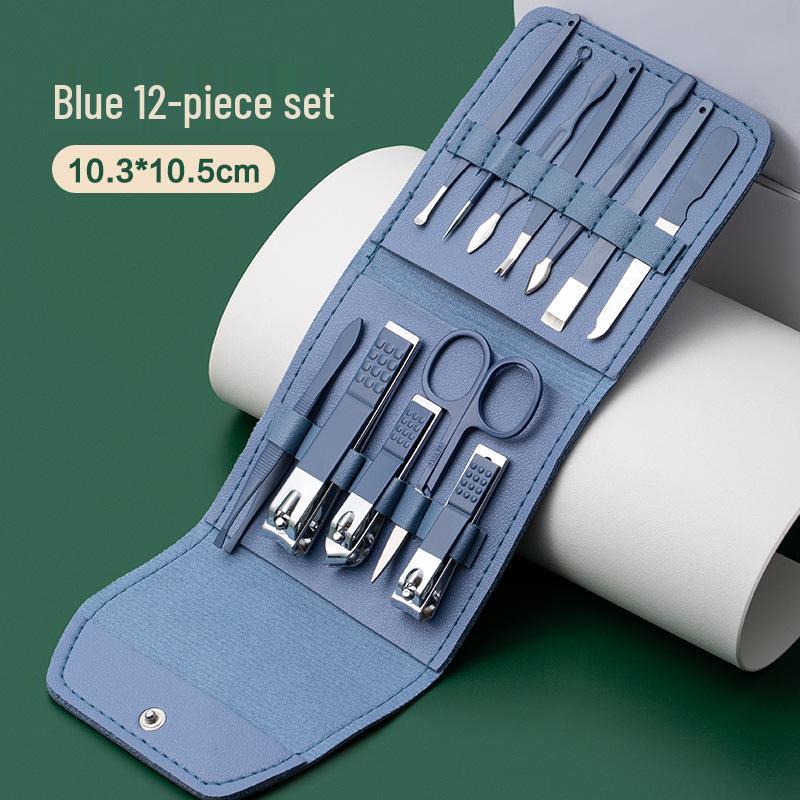 Tragbares 16-teiliges Schönheitsset: Nagelknipser, Feilen, Maniküre-Zange, Pediküre-Messer, Ohrenschmalz-Entferner, Nagelhautschieber