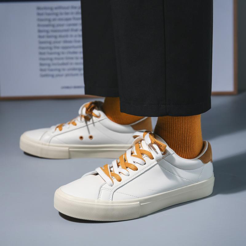 Spring New Couple Board Shoes Microfiber Leather Surface White Shoes Versatile Canvas Shoes Men'S Trend Student Casual Shoes