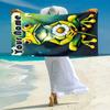 1PC Custom Name Frog Daisy Flower Beach Towel Highly Absorbent And Sand-Resistant Towel for Swimming, Pool, Yoga, And Travel Lightweight