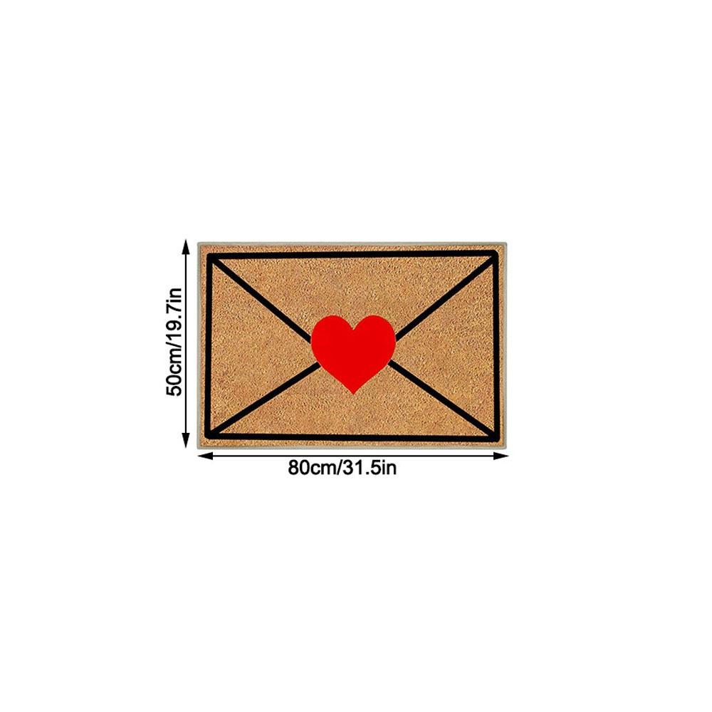 Envelope Heart Valentine Rug Crystal Velvet Wear-Resistant Door Mat Red Love Heart Welcome Floor Mats