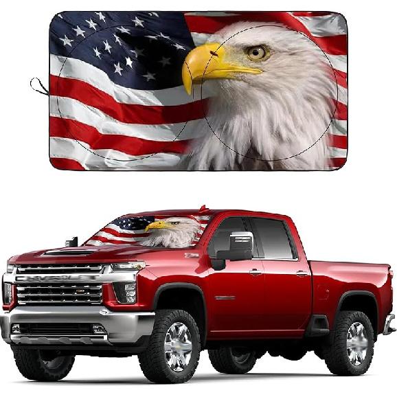 Fit Windshield Sunshade For 4Runner 2010-2025 | 5Th Gen SUV Sun Shield | Max UV Blocking & Heat Reduction | Foldable Sunshade For SR5, Trail, Limited USA EAGLE