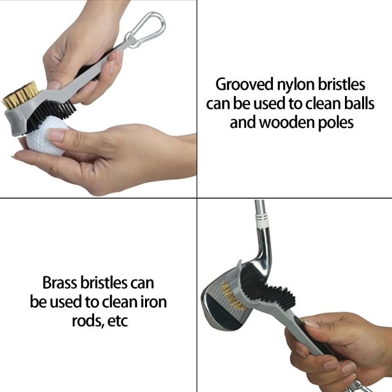 Double Sided Golf Club Cleaner Brush With Nylon And Metal Bristles Golf Cleaning Brush For Effective Grooves Cleaning