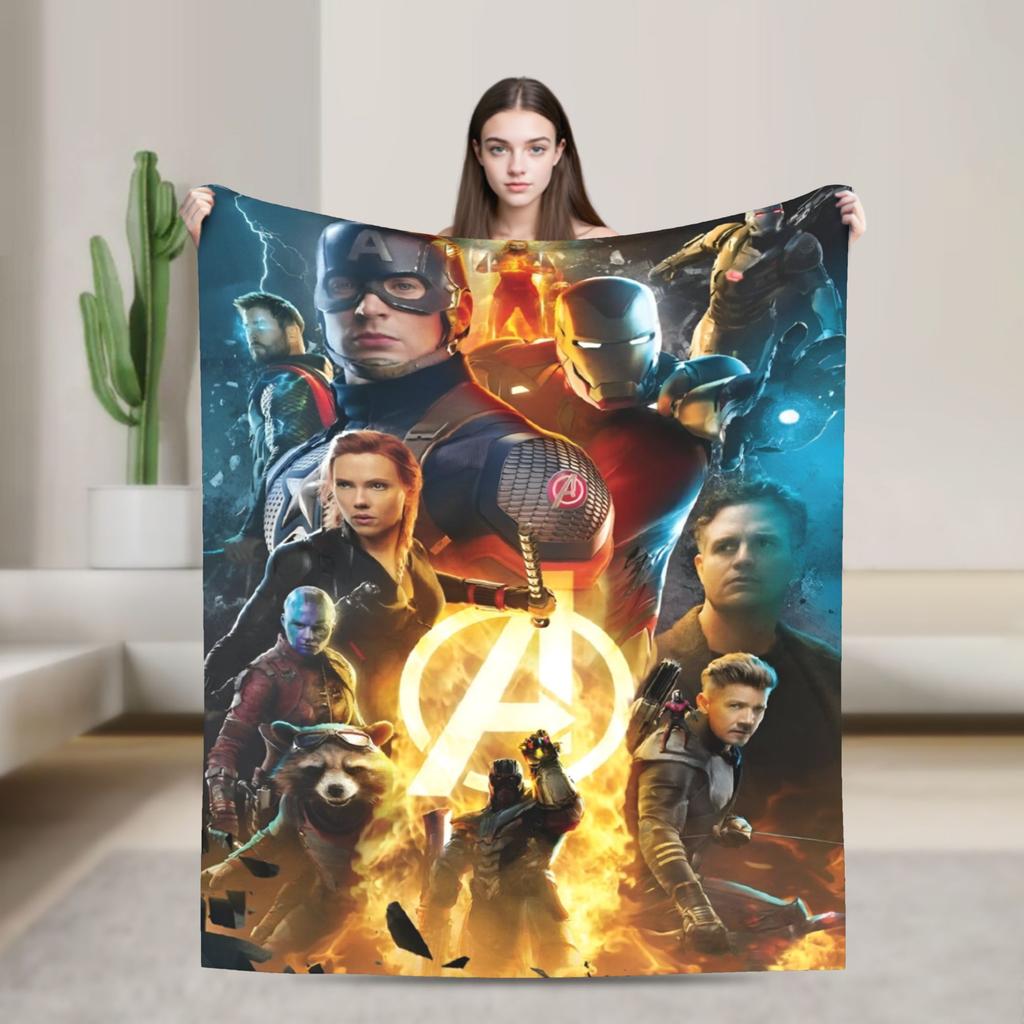 Captain America Flannel Blanket  Funny Throw Blanket for Bed Sofa Couch 150*125cm Plush Thin Quilt