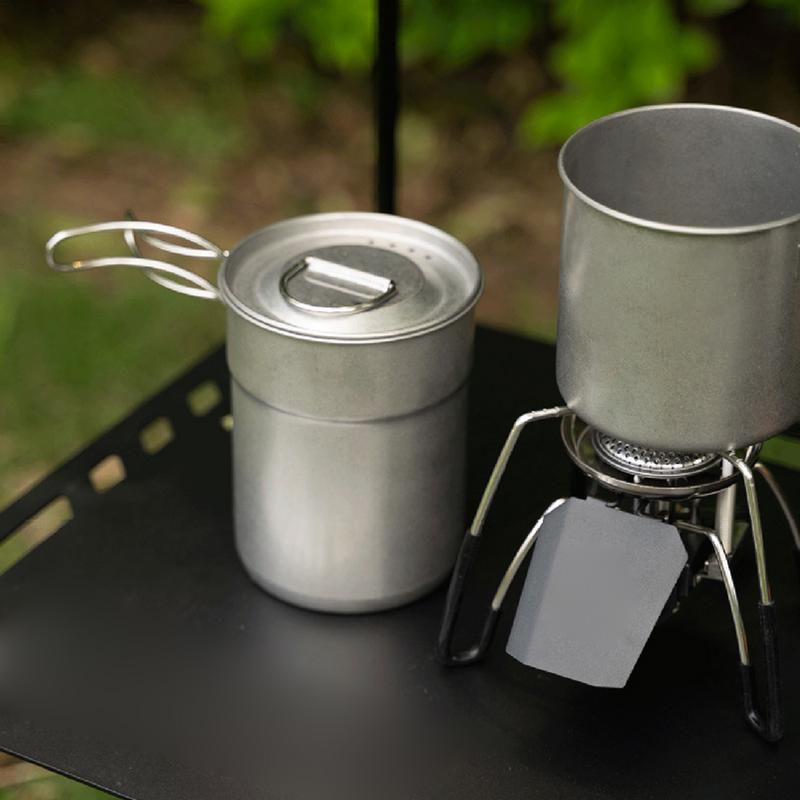 Campingtopf 2X Edelstahl Camp Kochtopf Outdoor Überlebensausrüstung Tragbares Mahlzeitenvorbereitungswerkzeug Für Garten Rucksackreisen Wandern
