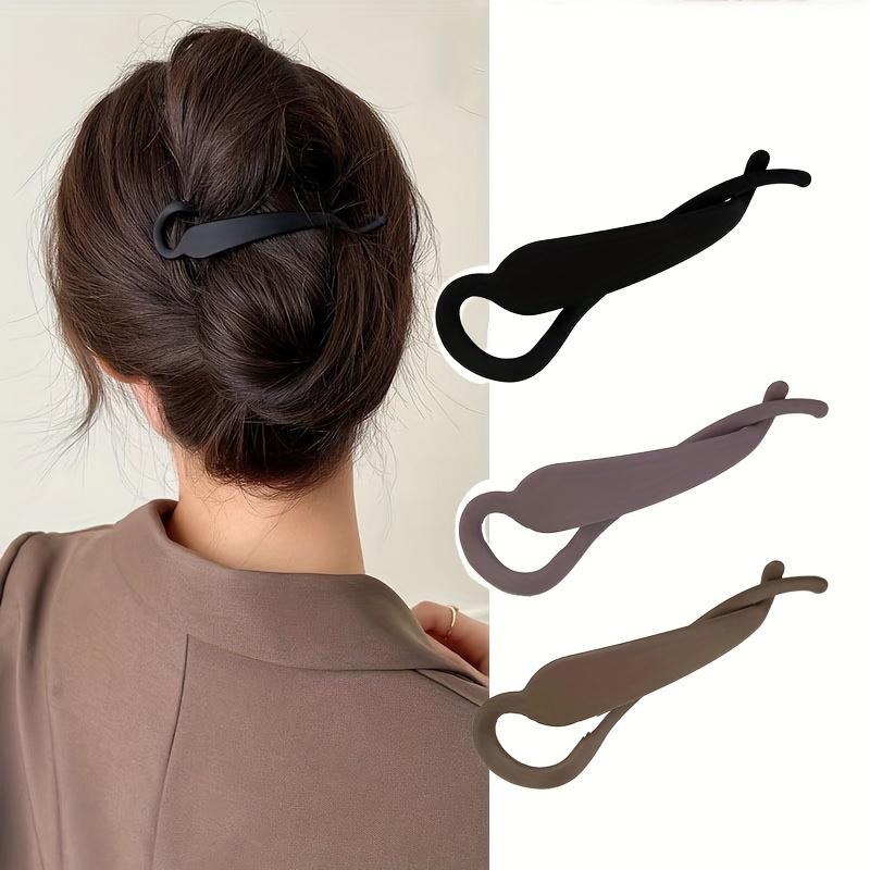 Minimalistischer Haarclip mit Verdrehung für ein glattes Einteiler-Design, Sicherer Haarspange für dickes dünnes Haar, Haarschmuck in Unifarben (Schwarz/Braun/Beige), ODER