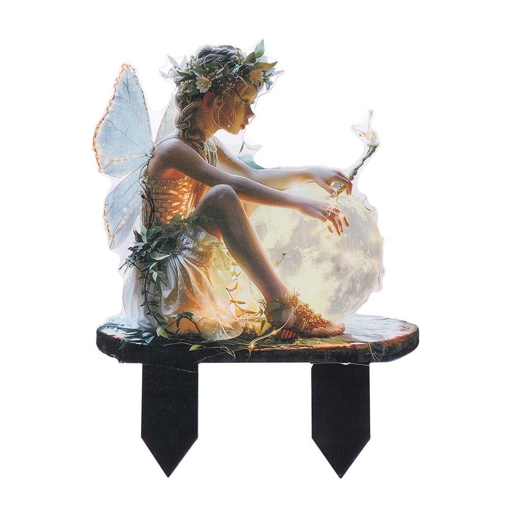 

Acrylic Fairy Mini Figurine Catching Light Ball Design Cute Garden Floor Plugs Multi Functional Waterproof