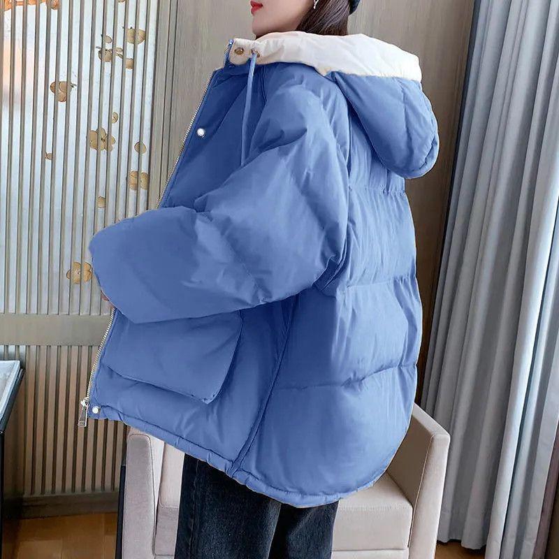 Parka da donna Giacca invernale in cotone con cappuccio Calda giacca imbottita per studenti Tasche del cappotto Cappotti moda coreana casual trapuntati solidi