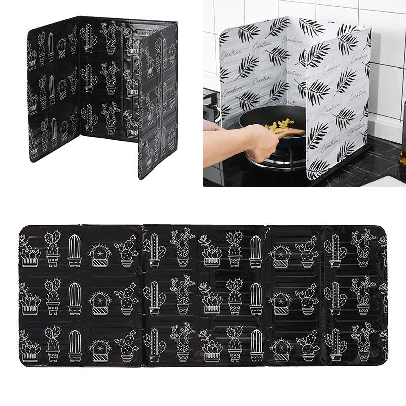 Nordic Kitchen Aluminum Foil Frying Pan Oil Splash Screen Block Gas Stove Anti Splatter Shield Guard Heat-Resistant Proof Baffle