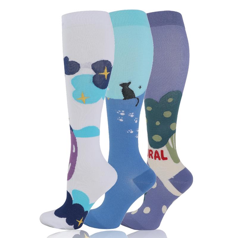 58 stylů 3 páry/balení Kompresní podkolenky 30 mmHg Ženy Muži Sportovní podkolenky Edém Cukrovka Křečové žíly Běžecké podkolenky