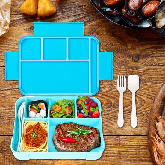 Yousheng Lunch Box with Fork Spoon Split Bento Box Leak-proof Food Container BPA-Free Meal Prep Container for School Office