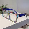 Fashion Colorful Stripe Oversize Glasses Stylish Brand Design Eyewear Personalized Square Decor Chic Frame for Women's