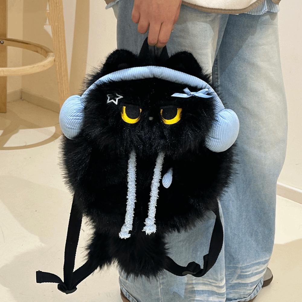 Cute Siamese Cat Plush Backpack Kawaii Student School Bag Simulation Animal Shoulder Bag  Shopping