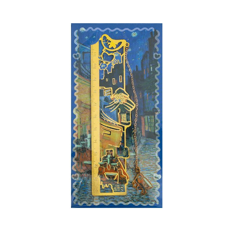 Chinese Style Inspirational Metal Bookmark Ruler - Portable Gift for Students & Teachers