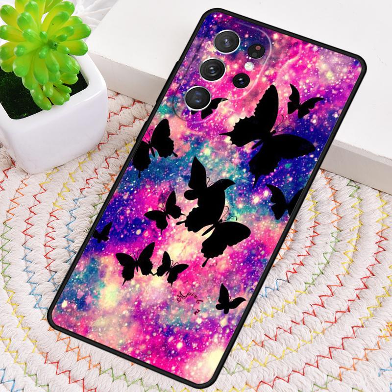 PRETTY NEON SPARKLY BUTTERFLIES Phone Case For Samsung Galaxy Note 10 Pro S26 S25 S24 S23 S22 Ultra Plus S21 FE S20 Cover