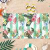 Flamingo Strandtuch Florales Design grün&weiße Streifen Super Saugfähig Geeignet für Strandurlaub Pool Sommergeschenk für Freund