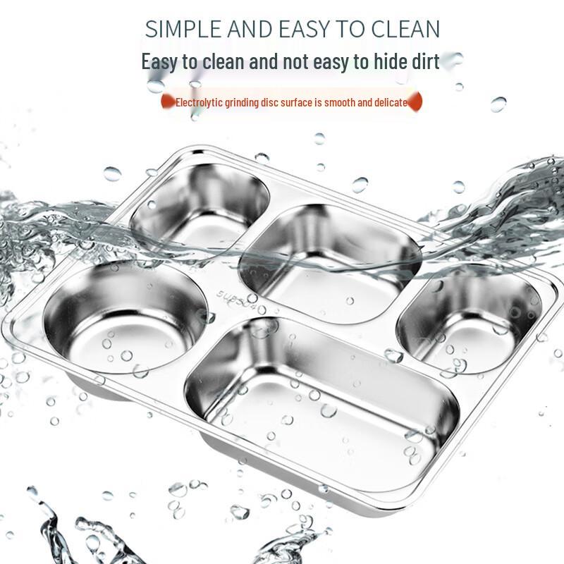 YUTAI 304 Stainless Steel Deep 5-Compartment Lunch Plate