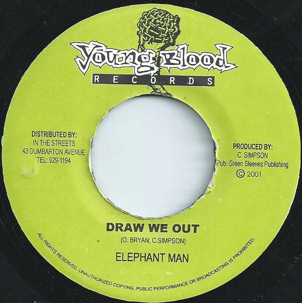 7inch Record ELEPHANT MAN - Draw We Out NONE Young Blood Rec 2001 Jamaica Reggae, Ska & Dub Used