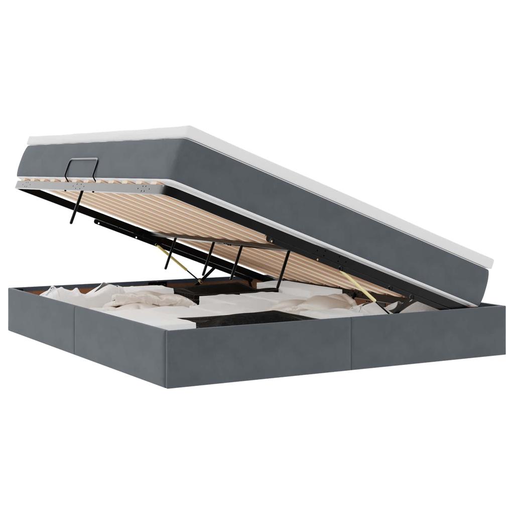 Storage Bed with Mattress Dark Gray 160 x 200 cm Velvet