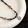2025 Handmade Bone Beads Chain Lion Pendent Necklace Retro Beaded Stone Design Necklace New Chinese Ethnic Style
