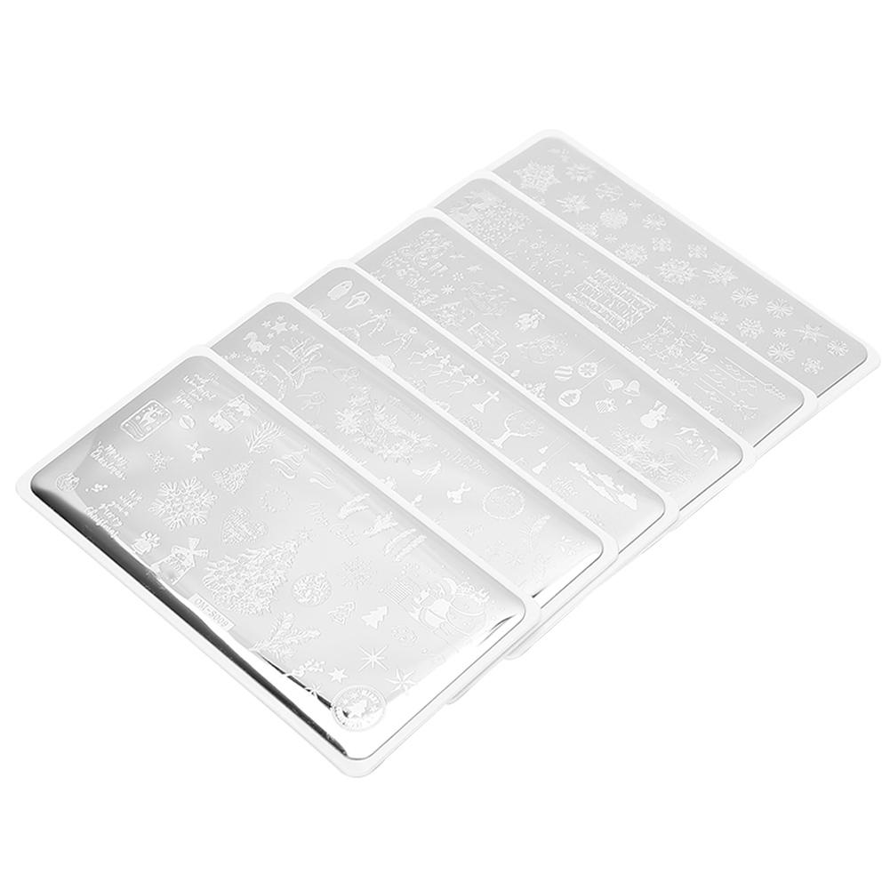 6Pcs Christmas Theme Nail Art Stamping Manicure DIY Template Image Plate Washable