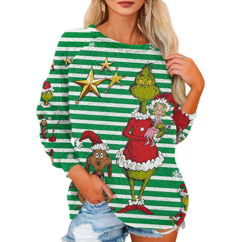 Women's T Shirt Flannel Print Tunic Long Sleeve Party Round Neck Tops