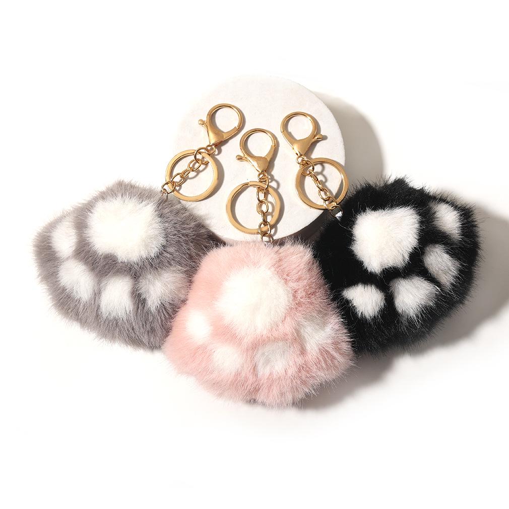 Duoling Mink Fur Kitten Paws Keychain: Cute Plush Handbag & Car Decoration, Small Gift