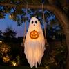 Decorative Props for Festivals Halloween Lighted Ghost Swing with Glowing Pumpkin, Hanging Spooky Decor Gathering Decorations Porch Yard, LED Floating