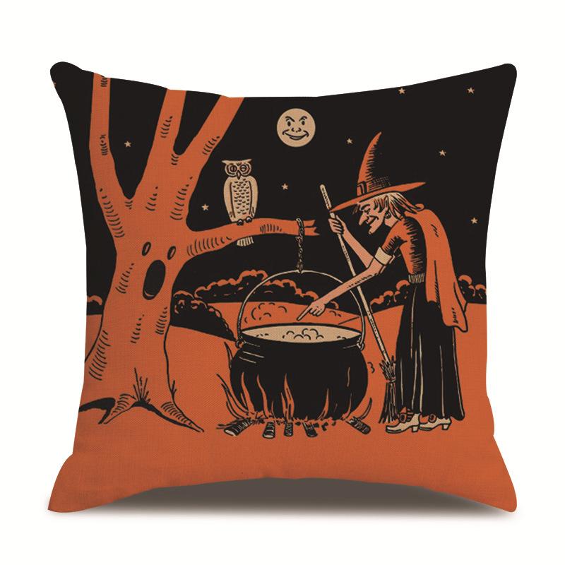 Halloween Linen Pillow Cover Printed Pillow Cover