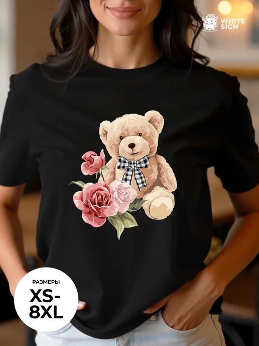 Oversized cotton T-shirt with Little Bear print L