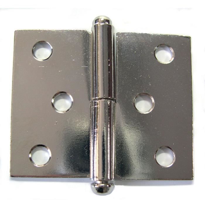 Paumelle de meuble acier nickelé PVM Droite H40mm