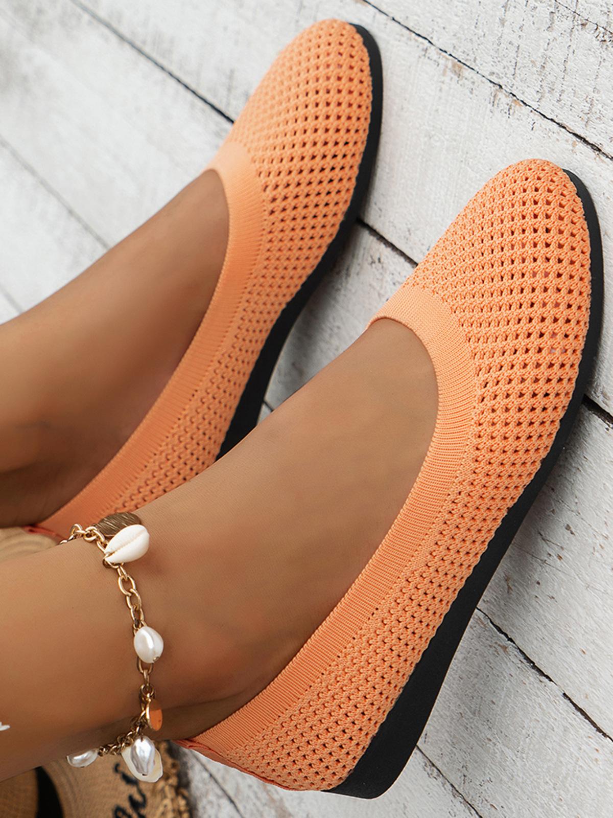 Женская обувь на плоской подошве весенне-осенняя обувь на мелком каблуке с круглым носком удобная повседневная обувь с дышащей сеткой и босиком 43 оранжевый 1717₽