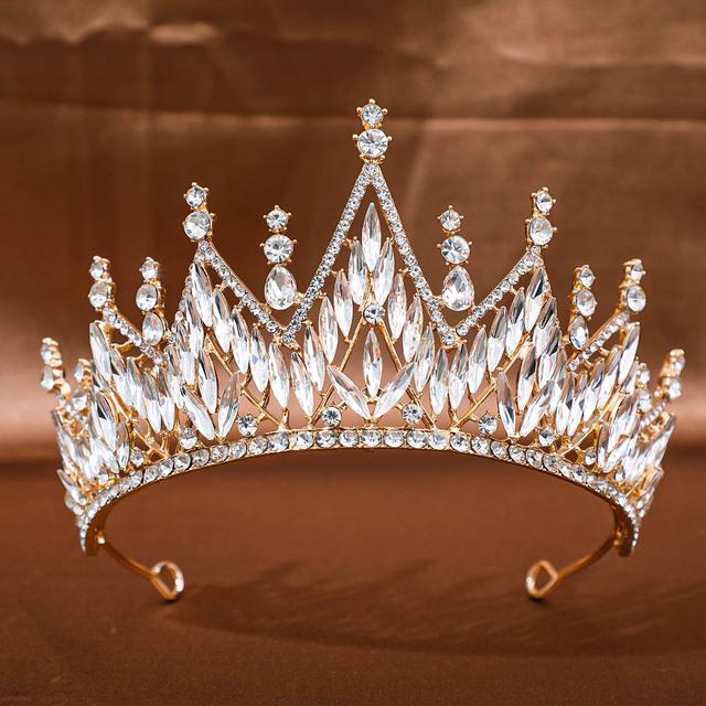 

1Pc Golden Baroque Crystal Tiaras And Crowns For Women Bride Rhinestone Prom Diadem Headband Bridal Wedding Hair Accessories