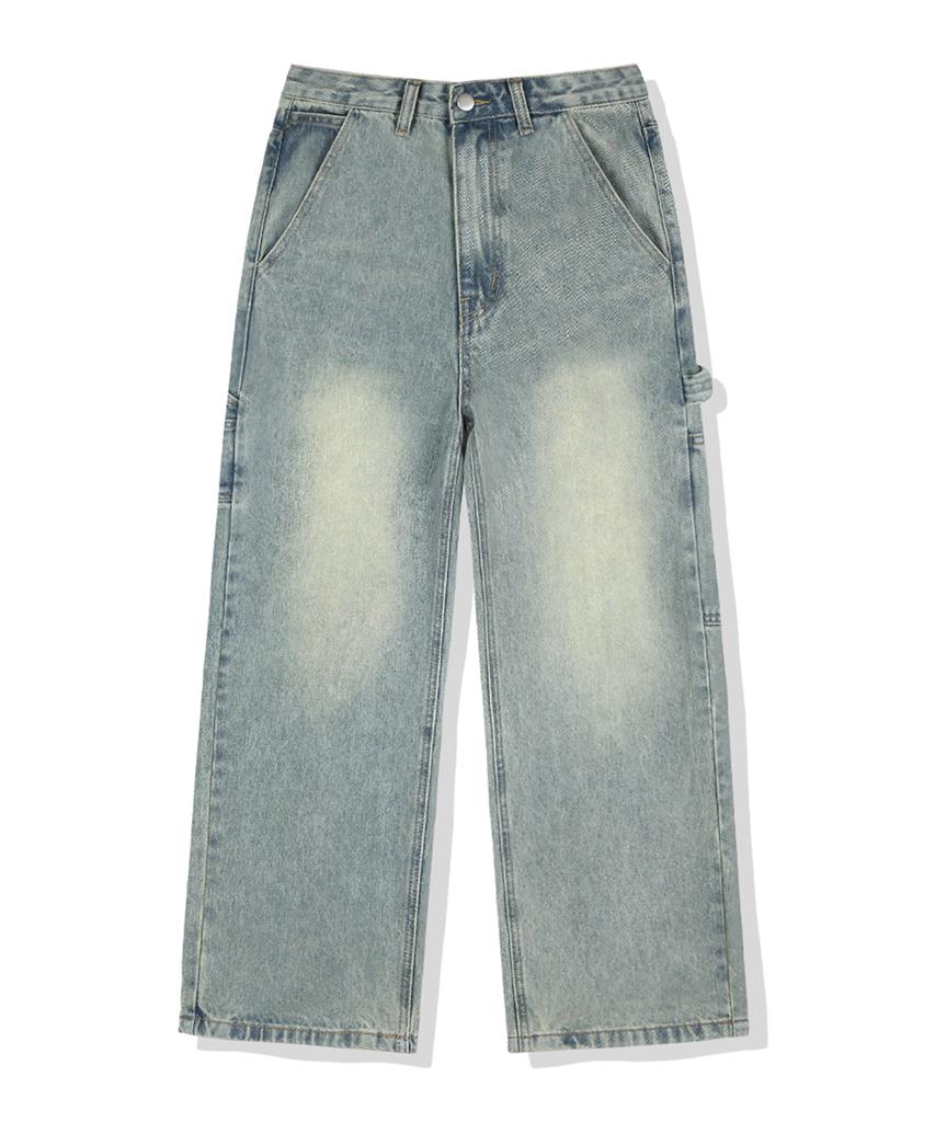 Wenil Noir Carpenter Balloon Wide Washed Denim Pants 4 Colors [Wald_3018] (B Type)