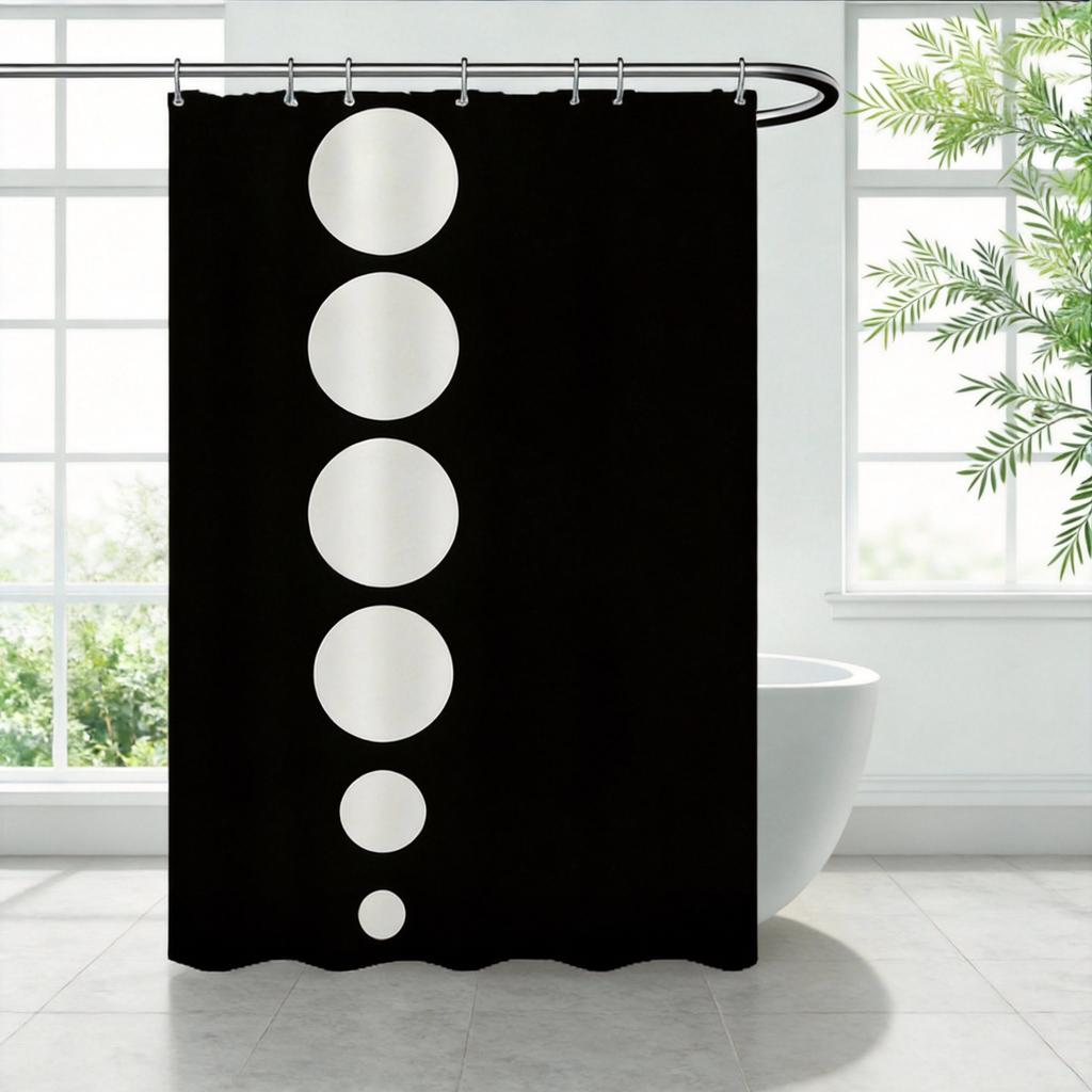 Modern Black And White Dot Shower Curtain Geometric Circle Design 2D Digital Print Polyester Bath Curtain With Hooks